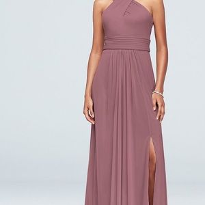 Size 12 crosscross highneck mesh bridesmaid dress
